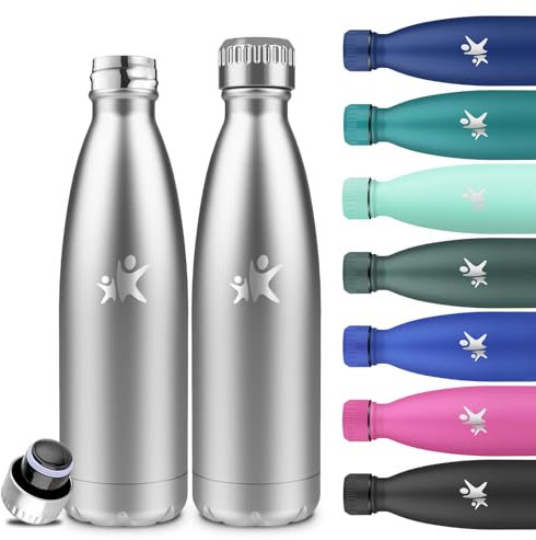 Grsta Botella Agua Acero Inoxidable, Botella Termica 0.75 litro, A Prueba de Fugas, Cantimplora Gym, Mantiene 24H Frio/12H Calor, Cantimplora Infantil, Termo para Senderismo, Yoga, Oficina, Cámping