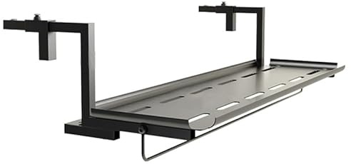 ZENSTYW Hängetisch Für Balkongeländer,Balkontisch Zum Einhängen Aus Metall,Einstellbar,Balkon Tisch Zum Einhängen,Für Terrasse Garten Balkonhängetisch(Black,60cm/23.6in)