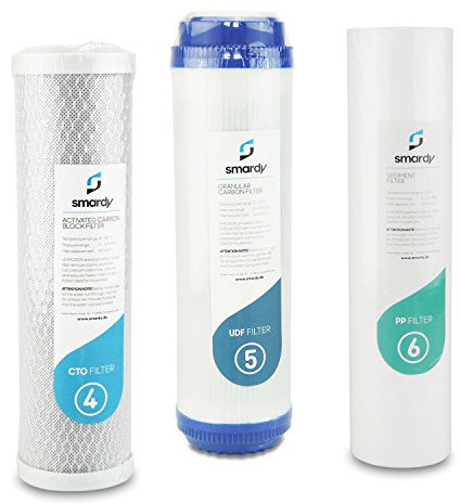 smardy 3x filtri per l'acqua sostituzione filtro set Nr. 4 | 5 | 6 per Sistema Filtrazione Acqua smardy PRO 203