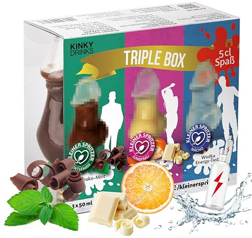 KLEINER SPRITZER Triple Box 3 x 50 mL 15% Vol. - 150 ml - weiße Schoklade-Orange, dunkle Schokolade-Minze, Wodka-E Liköre