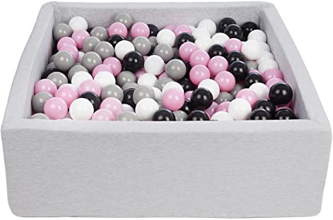 Velinda Bällebad Ballpool Kugelbad Bällchenbad Kinder-Pool mit 450 Bällen/90x90cm (Farbe der Bälle: schwarz,weiß,rosa,grau)