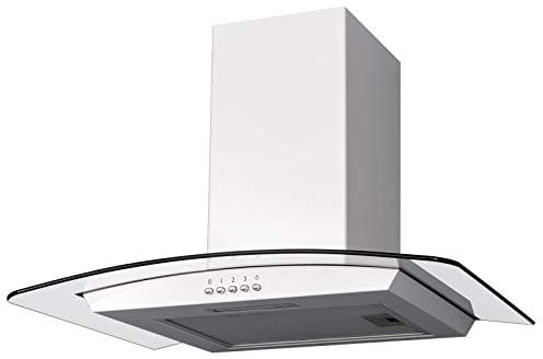 SIA CGH60WH 60cm White Curved Glass Chimney Cooker Hood Kitchen Extractor Fan