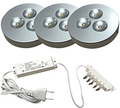 Lampenlux LED Unterbauleuchte 3er Set Aiko 9W Küchenlampe Komplettset (Warmweiß)