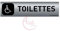 AUA SIGNALETIQUE - Plaque Aluminium brossé imprimé AluSign DARK - 200x50 mm - Double Face adhésif au dos (Toilettes handicapés)