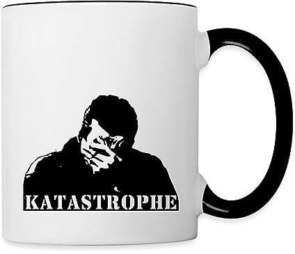 Spreadshirt Katastrophe Statement Tasse Zweifarbig, One size, Weiß/Schwarz