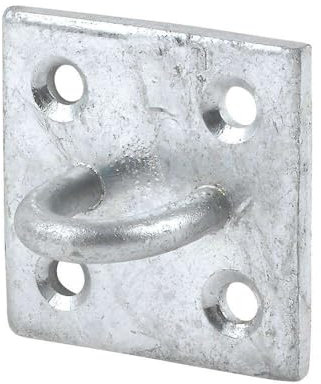 Hardware Solutions - Staple on Plate - For Chain to Gate Or Fence Posts - Hook Loop Suspension Ceiling Hooks - Galvanised - M6 x 50mm