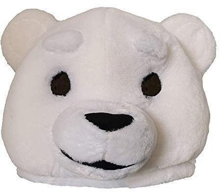 MatGui Plüschtier Hüte Kopfmaske Halloween Maskottchen Kostüm, Weißer Bär, L