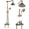 Rétro Colonne de Douche de Robinet de Douche Douche salle de bain Laiton Antique Douche Système Ensemble Mitigeur Pommeau Fixe Douchette Pommeaux de Douche à Effet de Pluie…