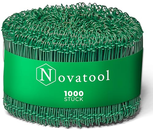 Novatool 2.000 Stück Rödeldraht mit Ösen 1,4 x 180mm Bindedraht Grün ummantelt, rostfreier & langlebiger Drilldraht, Drahtbinder, Ösendraht, Drahtschlinge, Blumendraht, rebdraht floristik, Rödler
