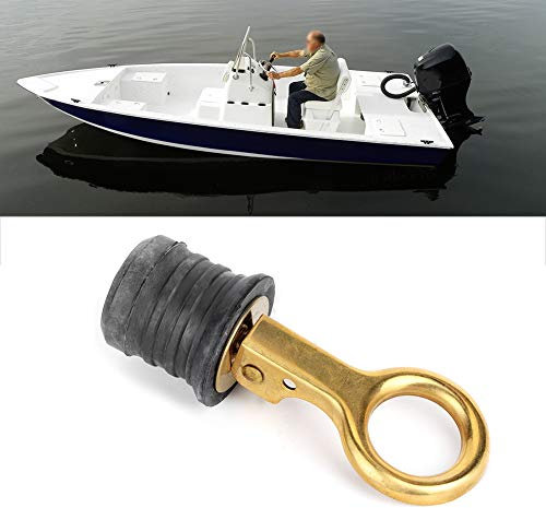 Qiilu Bootsablassschraube, Messing Gummi Snap Tight Bootsablassschraube Marine Bootszubehör für 1-1/4in Löcher