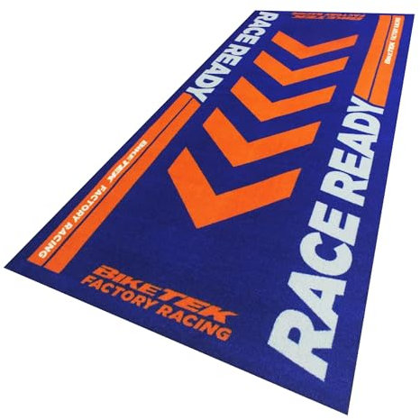 Biketek Garagenmatte Motorradteppich 1900mm x 800mm Marineblau/Orange Nylon
