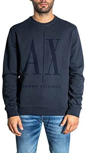 AX Armani Exchange Herren Long Sleeve Tonal Icon Sweatshirt, Navy, Groß