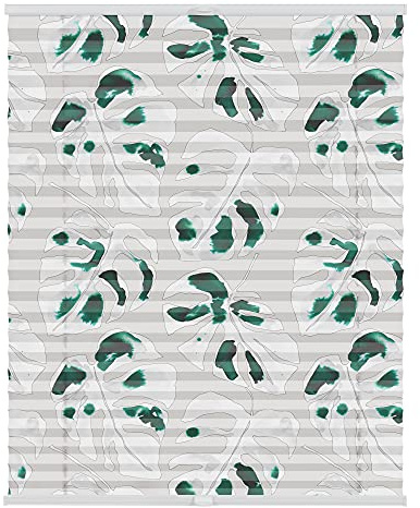 Lichtblick Plissee Klemmfix mit Motiv, ohne Bohren, Verspannt, Blickdicht, Lichtdruchlässig, Made in Germany, Julia Schumacher, Monstera - Grün 60 x 130 cm (B x L)