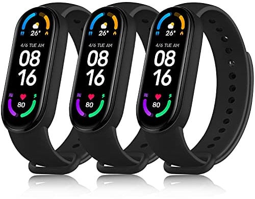 Mugust 3 Pack Correa Compatible con Xiaomi Mi Band 5 / Xiaomi Mi Band 6 / Amazfit Band 5, Pulseras de Repuesto de TPU Clásica (Negro+Negro+Negro)