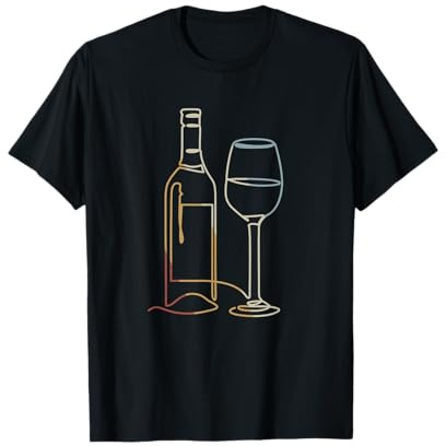Bottiglia di vino e bicchiere di vino Retro Style Vintage Maglietta