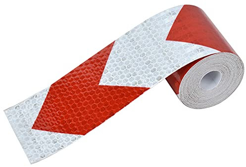 Joyan Reflektierendes Klebeband, 5cm x 4m Warnband Wasserdicht Selbstklebendes Klebeband, Reflektorband für Auto Straße Sicherheit Markierung (Rot und Weiß)