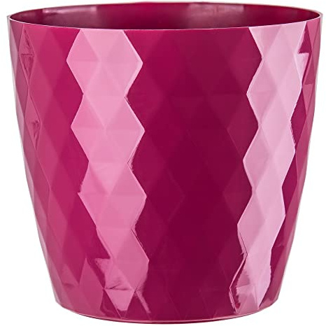 KORAD Cristal Indoor Flower Pot Covers without Drainage Holes | Round Plastic Plant Pots Container for All Houseplants | 9 Modern Colours & 7 Sizes- (Pink, 20 cm - 7.8 inches)
