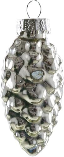 TrendLine Glas-Tannenzapfen Silber 12 Stück 6 cm Weihnachtsdekoration Dekozapfen