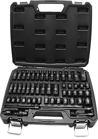 Tightspot 1 4 Drive 53Pc Impact Socket Pro Set, Our Most Popular Set Ever with SAE & Metric from 3 16 Inch 9 16 Inch, 4Mm 15Mm, Standard Deep Sockets, Extension Bars, Adapter & More