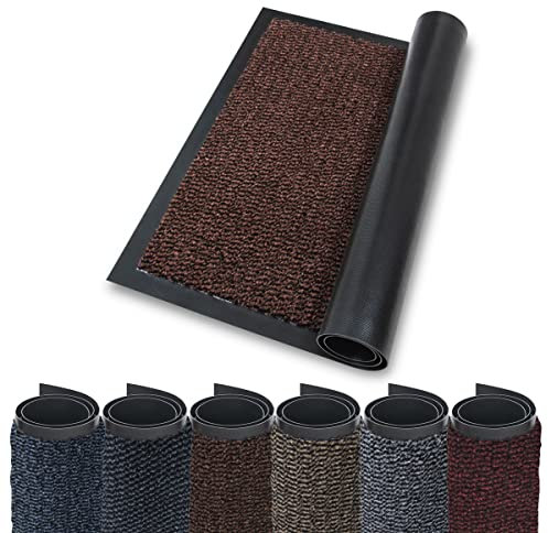 Studio M - Schmutzfangmatte Innen 120x180 cm groß - Waschbar - rutschfest - extra dünn 6mm - Für Haustiere geeignet - Für alle Fußbodenarten - Sehr Absorbierend - XXL - braun