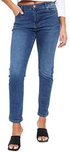 MYT Womens Mom Jeans Ladies High Waisted Relaxed Fit Stretch Denim Pants (UK, Numeric, 14, Regular, Short, Denim)