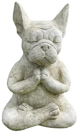 YWHWXB Gartenstatue meditierende französische Bulldogge, Zen, Yoga-Hund, Buddha Statue, dekoratives Sammlerstück für Haus, Garten, Dekoration