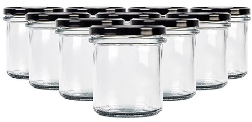 SUPERBUTELKI.PL Tarros de cristal con tapa redondos, 350 ml, tarros de cristal con tapa, 50 unidades…