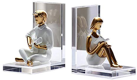 Serre-Livres Romantique Love Story Homme Guitariste et Femme lisant Serre-Livres décoratifs pour Collectionner des CD, des Albums, des Magazines, des Livres Lourds