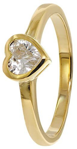 trendor Damenring Gold 333/8K mit Zirkonia Herz wunderschöner Ring aus Echtgold für Frauen Verlobungsring Antragsring 41558-58 Ringgröße 58/18,5