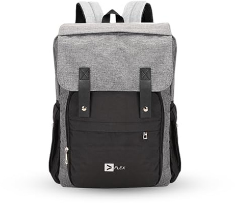 Flex Large Waterproof Diaper Changing Baby Bag Backpack with USB Port Pram Hooks Durable Oxford Fabric Nappy Bag Insulated Bottle pouch 2 Side pockets Padded Straps for Travel Hospital Bag Grey Top