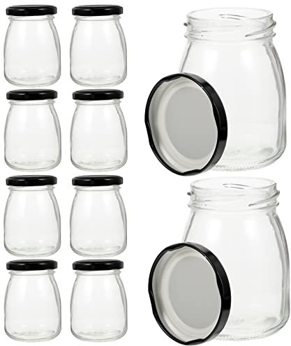 Happyyami 10stücke Glasflasche Für Joghurt Mit Deckel Dessertglas Und Vorratsglas Zur Aufbewahrung Von Zucker Pudding Und Trockenfrüchten Transparent Für Einfache Unterscheidung