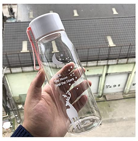 INKTUS Gourde Sport 560 ML Mignon Bouteille d'eau Étanche Vélo Voyage Tasse d'eau pour Thé Café Jus Tasse Drinkware Réutilisable Bouteille d'eau (Blue : Transparent Pink, Size : 560ml)