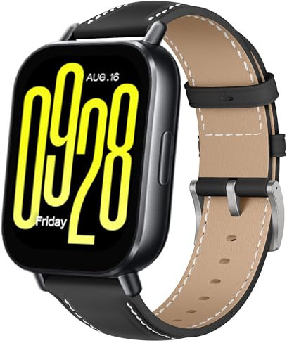 KoGiio Leder Armband 22mm für Xiaomi Watch 2/Xiaomi Redmi Watch 5 Lite/Xiaomi Redmi Watch 5 Active/Xiaomi Watch S4 Sport/Watch S3/Watch 2 Pro, Ersatz Weich Uhrenarmbänder - schwarz