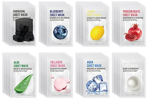 [PAKET VON 48] EUNYUL Purity Gesichtstuchmasken 8 Typen 6 set (22 ml x 48 Stück) Koreanische Hautpflege Tuchmask