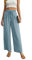 QIXING Weite Hosen Damen High Waist Palazzo Hose Gerade mit Taschen Yoga Stoffhose Damen Elegant Sommer Damenhose mit Gummizug (Blau Grau, M)