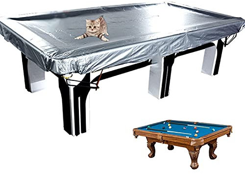 Billardtisch-Abdeckung, Hardtop, Billardtisch-Abdeckung, wasserdichte PVC-Abdeckung für 7/8 9/10/12 Fuß Billardtisch, silberfarben, langlebig, wasserdicht, UV-Schutz, Staubaufbewahrung, 12 Fuß: 153,