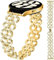 Miimall Kompatibel mit Samsung Galaxy Watch 7/FE/6/5/4 Armband 40mm 44mm, Legierung Band [Kürbisform+Diamant] Verstellbares Damen Armbänder für Galaxy Watch 5 Pro 45mm/6 Classic 43mm 47mm-Gold