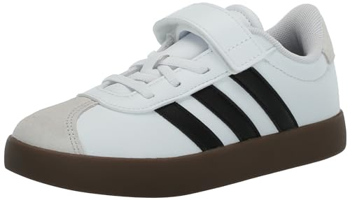 Adidas Unisex-Kids VL Court 3.0 Elastic Lace, White/Black/Grey, 2.5