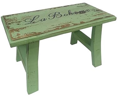 TentHome Vintage Hocker Holz Fußbank Fußstütze Natur Rustikaler Pflanzenhocker Blumenhocker Sitzhocker Kinderhocker Tritthocker Kinder Kleiner Holzhocker für Kinderzimmer Garten Grün