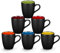 Qipecedm Juego de 6 tazas de café de porcelana, tazas de café de cerámica de 11 onzas, taza de café negra mate, tazas de café de restaurante para café, té, capuchino, cacao, cereales, exterior negro y