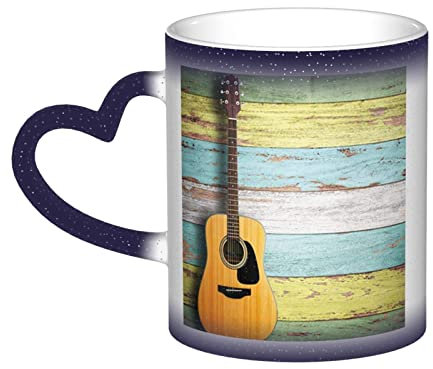 JEWOSS Nizza Gitarre Druck Farbwechsel Tasse Temperaturempfindliche Farbwechsel Tasse Keramik Geschenk Tasse