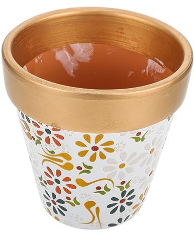 Toddmomy 1 Pc Pot de Fleur Imprimé Vintage jardinières d'intérieur Cache-Pot en céramique décor d'or décor Vintage Pots de Fleurs de Bureau Pot de Plantes Grasses Texture récipient Support