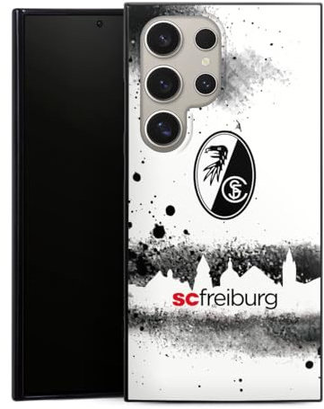 Silikon Hülle kompatibel mit Samsung Galaxy S24 Ultra Case schwarz Handyhülle SC Freiburg Skyline Logo