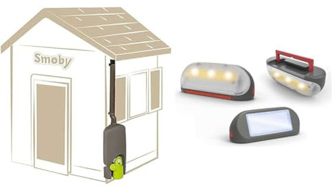 Smoby – Regenfass mit Gießkanne – Zubehör für Smoby Spielhäuse & Solarlampe mit Tragegriff - Zubehör für Spielhaus, abnehmbare Lampe