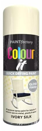 DIOXSTAR Ivory Silk Spray Paint, Gloss Finish, Quick Drying Paint, All Purpose Spray Paint for Metal, Wood, Plastic, Interior & Exterior Use, Easy to Use, 400ml (1 PCS)