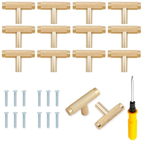 Scettar 12 Pack Kitchen Cupboard Handles, 50mm Gold Knobs for Dresser Drawers, Kitchen Door Handles, Gold Cabinet Knobs for Dresser Drawers, Drawer, Bathroom