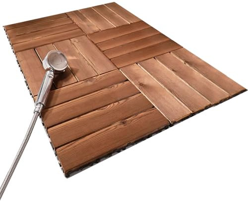 Gartendusche Bodenplatte, 89,9 X 59,9 cm, Badematte Holz, DIY-Montage, Duschmatte for Mehrzweckzwecke, Duschmatte Outdoor for Den Innen- und Außenbereich