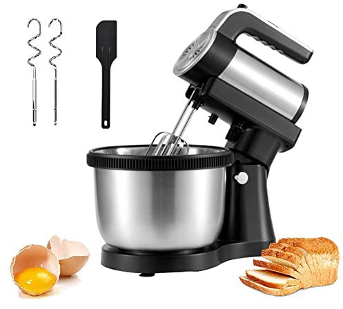 Batteur sur socle électrique, batteur à crème fouettée avec bol de 4 L, batteur à pâte de cuisine 1000 W et batteur à œufs pour fouetter la crème et la cuisson