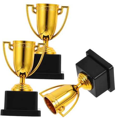 VOSAREA 3St Trophäe kleine Pokale Halloween-Partyzubehör für Erwachsene Pokale Mini-Preispokale Schulfestpreis Sportpokal für Kinder Siegerpokal Plastik Golden Wiederverwendbar