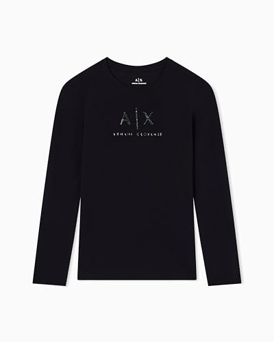 Armani Exchange Damen Long Sleeve Front Strass Logo Slim Fit Shirt